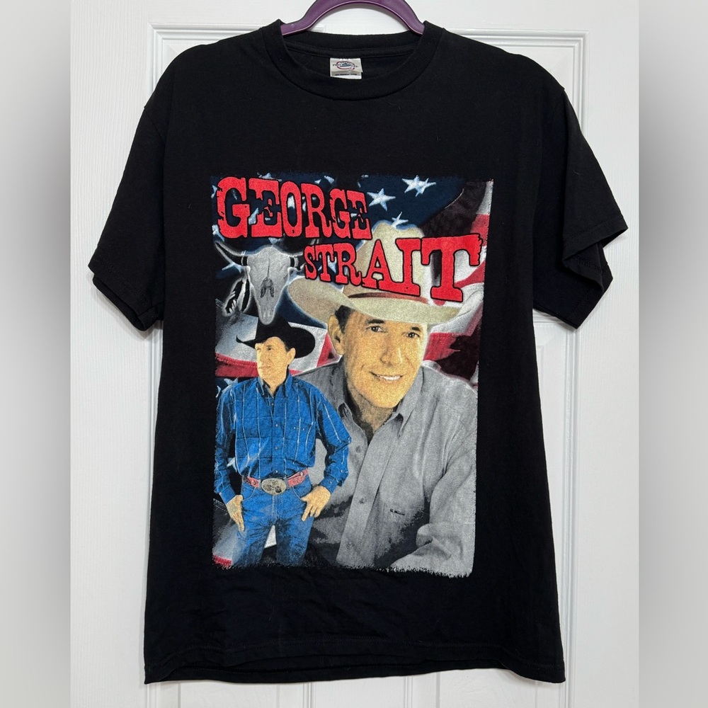 George Strait vintage Y2K Black Graphic T-Shirt concert medium